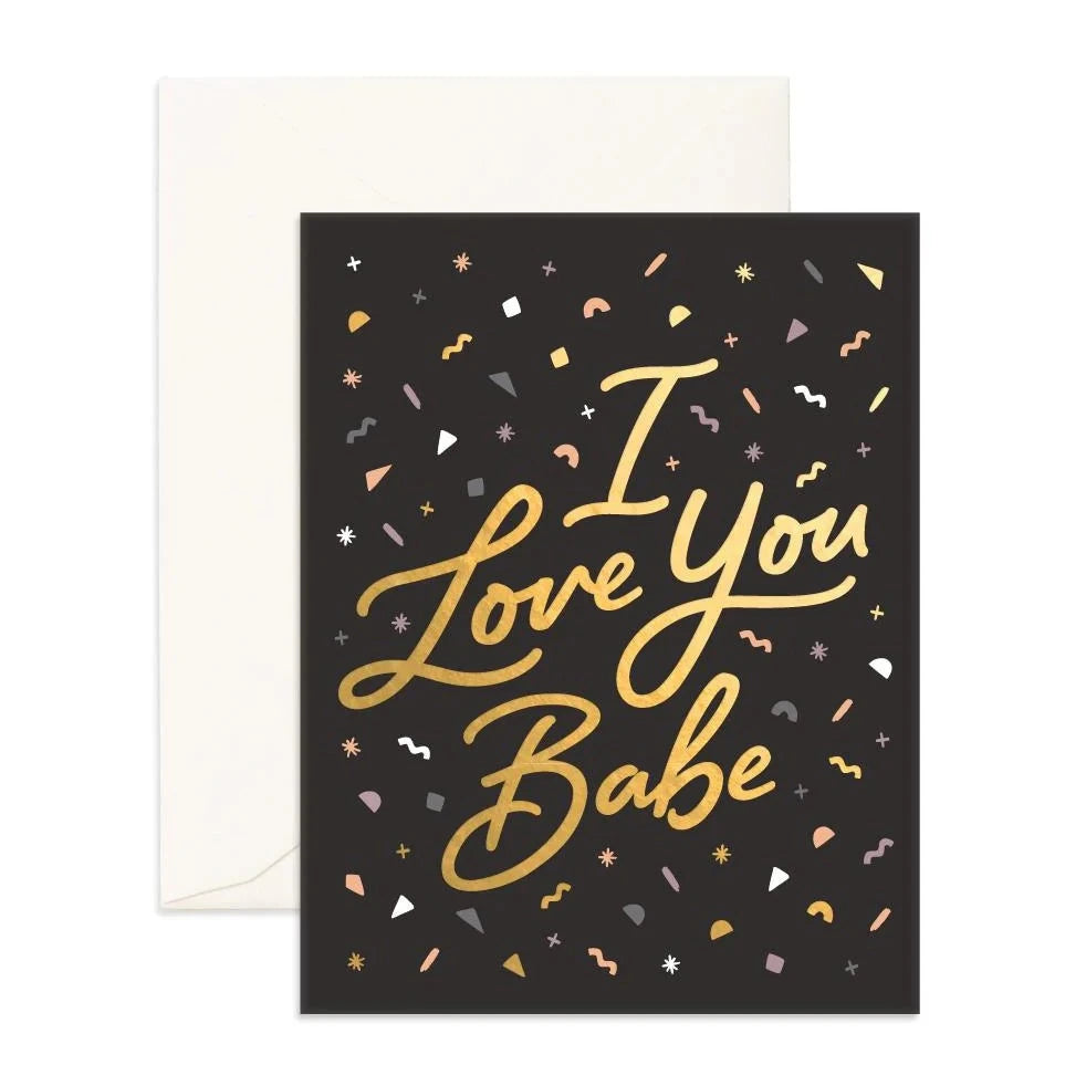Love You Babe Confetti Greeting Card