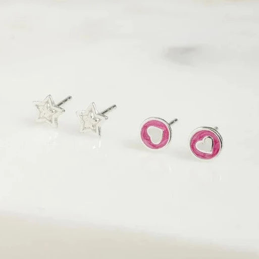 Heart Stud Set - Pink