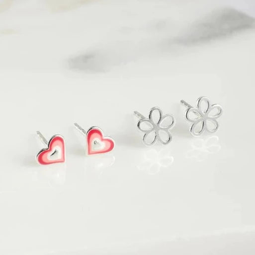Flower Stud Set - Blue