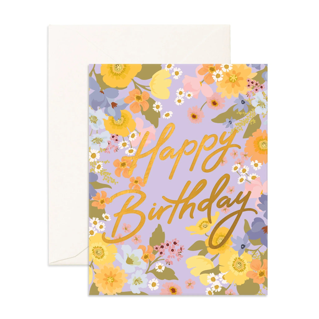 Birthday Spring Florals Lilac Greeting Card
