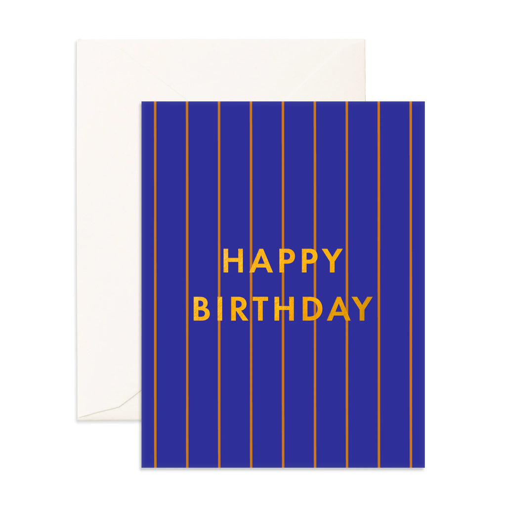 Birthday Cobalt Pinstripe Greeting Card