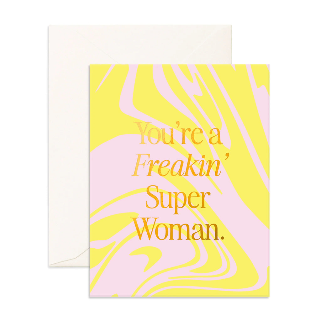 Freakin' Superwoman Acid Wash Greeting Card