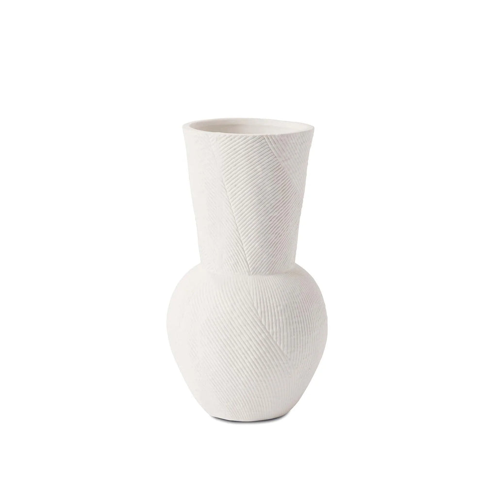Textured Fluted Natural Clay Vase