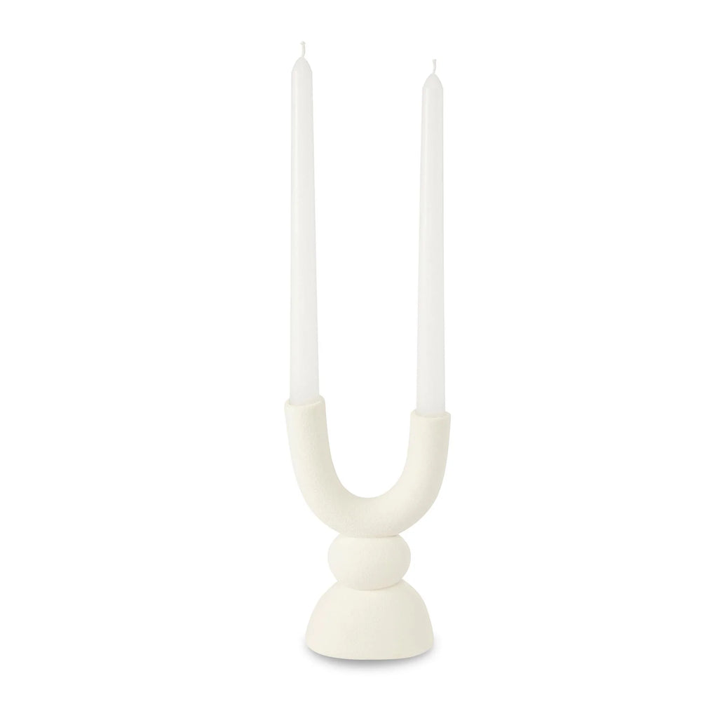 Double Candle Holder - White