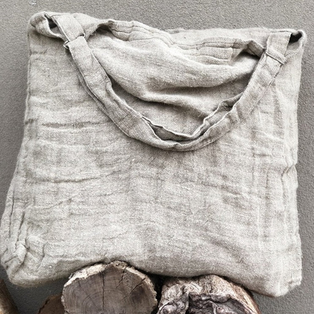 Natural Handloomed Linen Tote Bag - Oversized