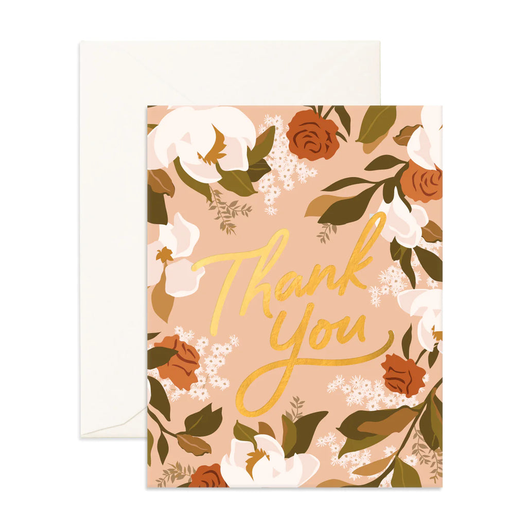 Thank You Rose Magnolias Greeting Card