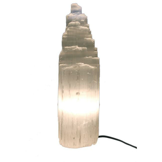 White Selenite Crystal Mountain Shape Lamp