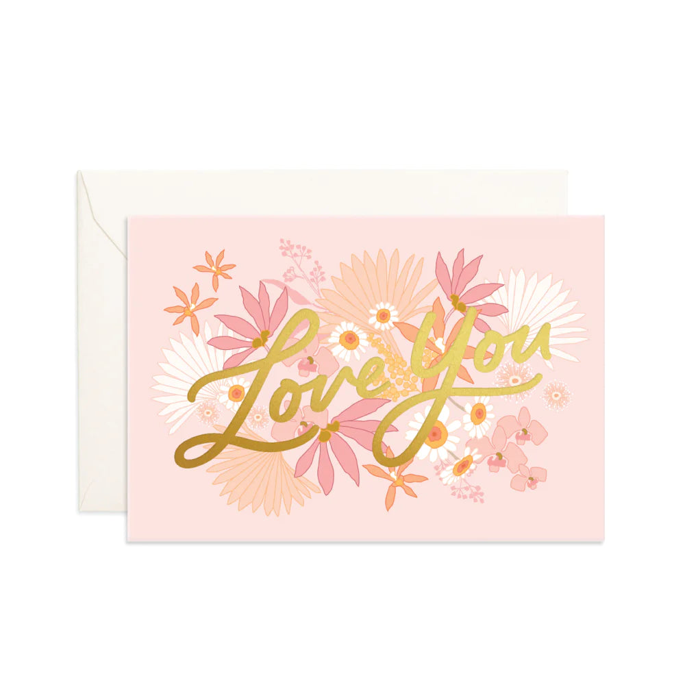 Love You Floribunda Mini Greeting Card