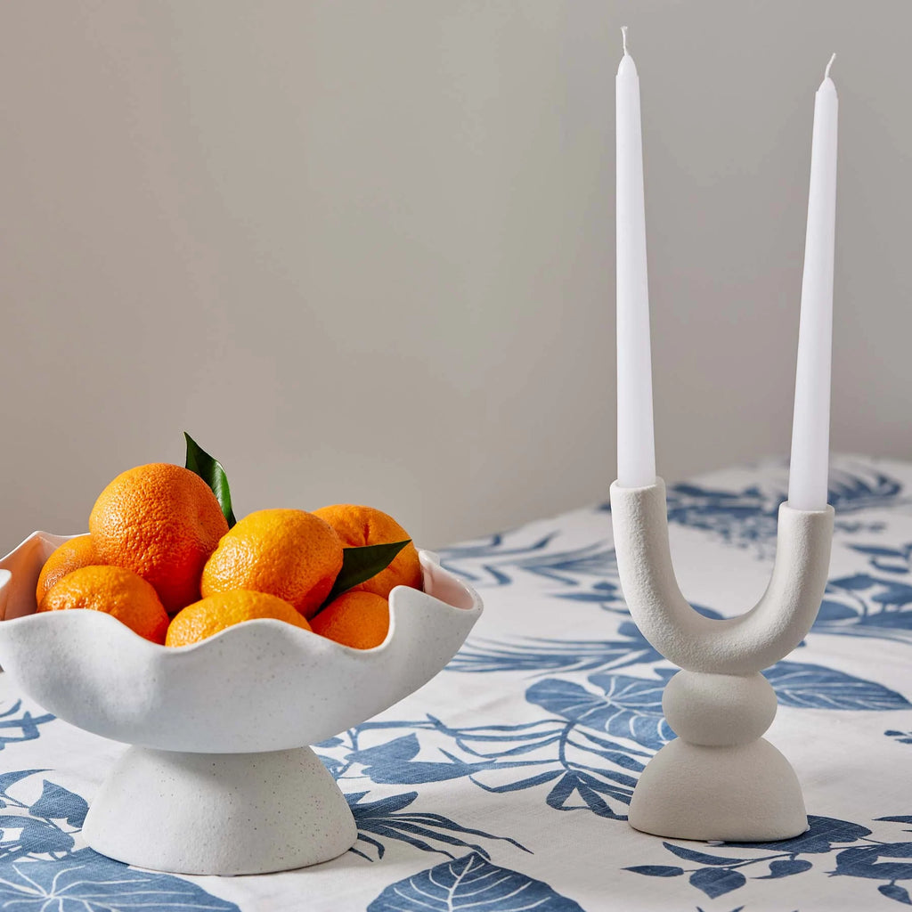Double Candle Holder - White