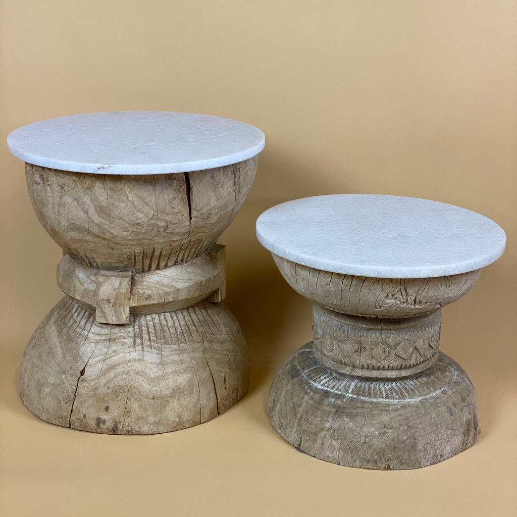 Okhali Stool with Marble Top