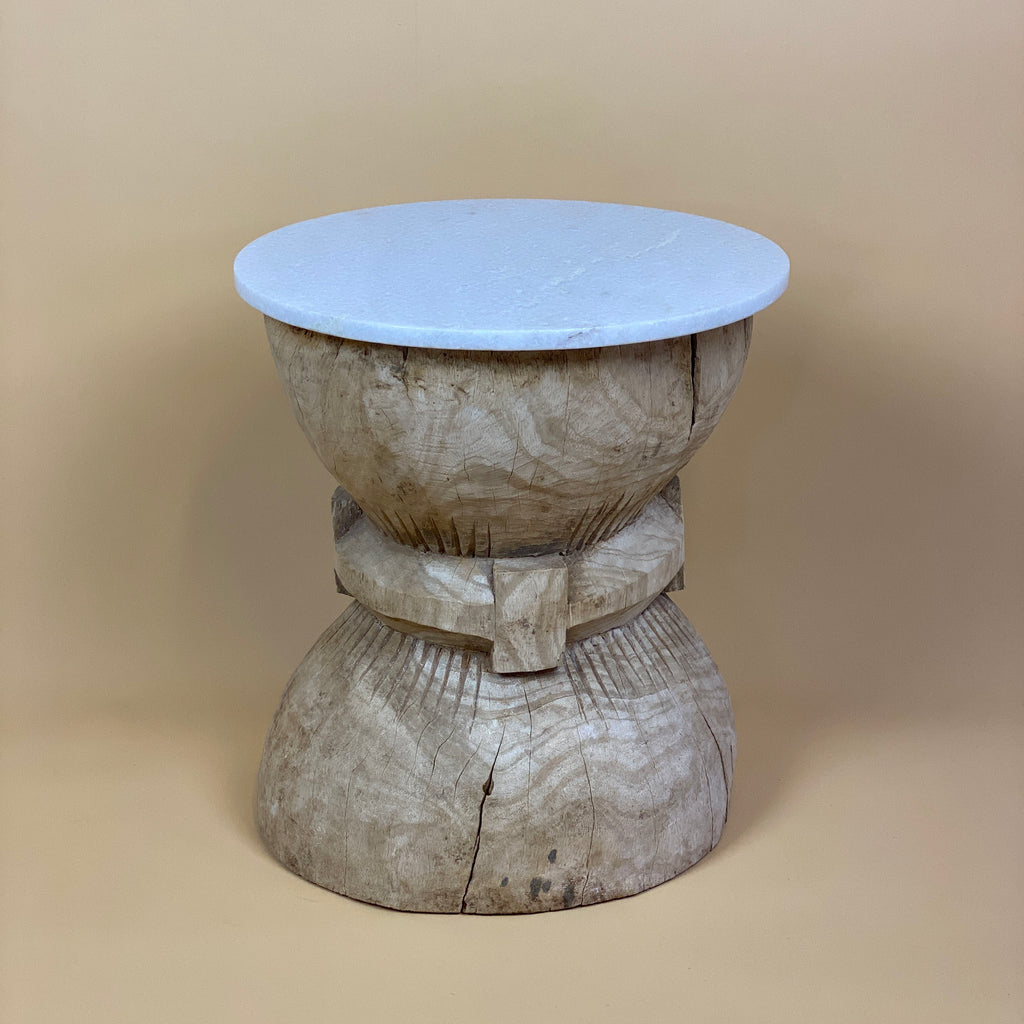 Okhali Stool with Marble Top