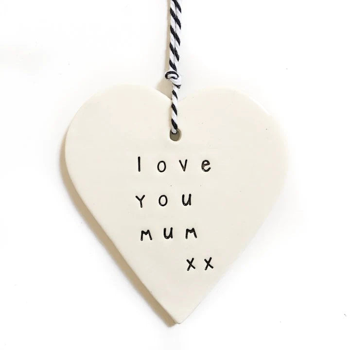 Handmade Ceramic heart tag ‘love you mum’