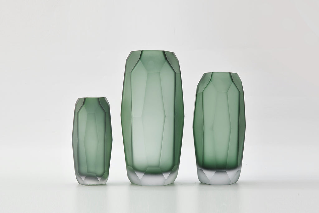 Radiant Vase Etched - Emerald